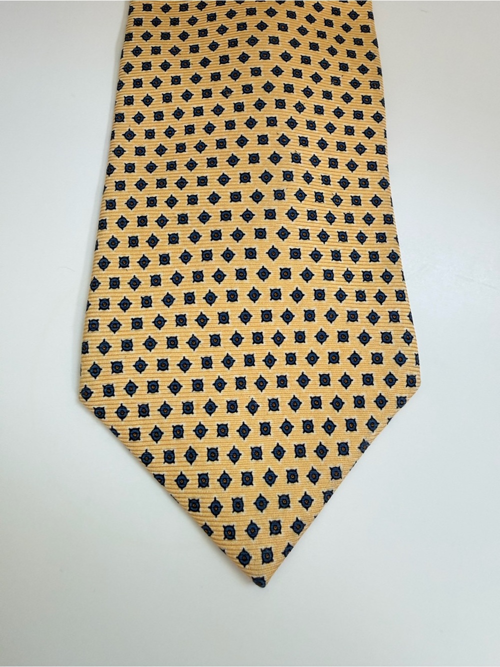 LRL Ralph Lauren Tie Yellow Blue Geometric‎ Silk Necktie Classic Business Office